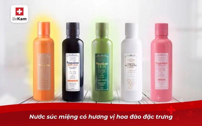 Nước súc miệng có hương vị hoa đào đặc trưng