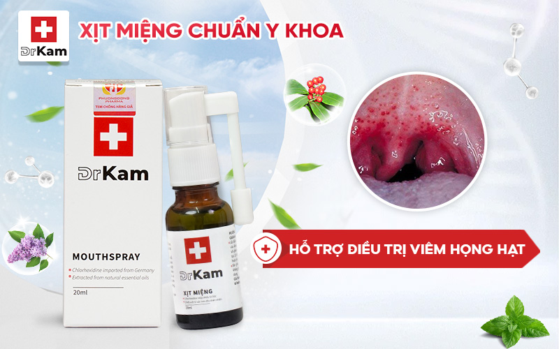 Cách điều trị viêm họng hạt hiệu quả nhất hiện nay 9 Xịt miệng chuẩn y khoa DrKam hỗ trợ điều trị viêm họng hạt
