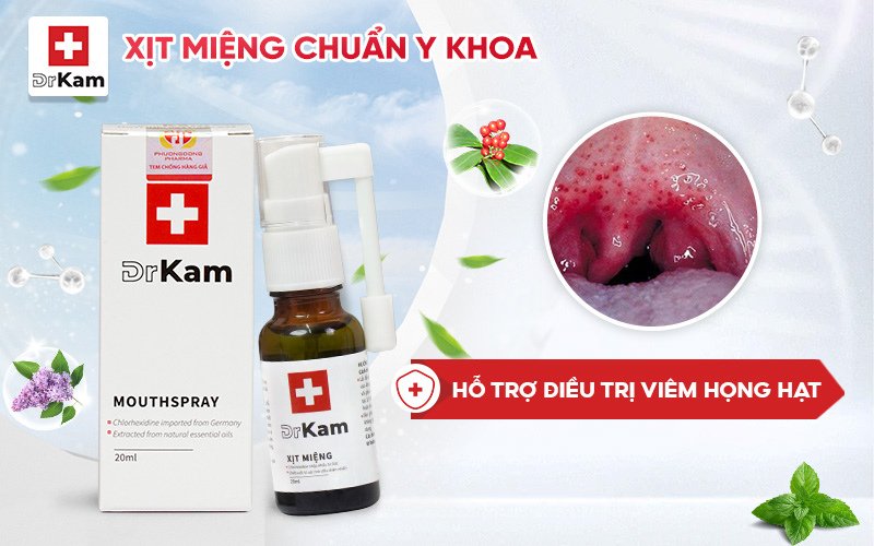 Top 10 Nguyên nhân viêm họng hạt phổ biến 13 Sử dụng xịt miệng chuẩn y khoa DrKam hỗ trợ trị viêm họng hạt