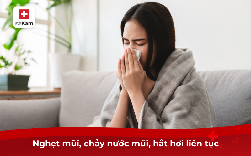 Tìm Hiểu Hội Chứng Viêm Long Đường Hô Hấp Trên 7 Nghẹt mũi, chảy nước mũi, hắt hơi liên tục