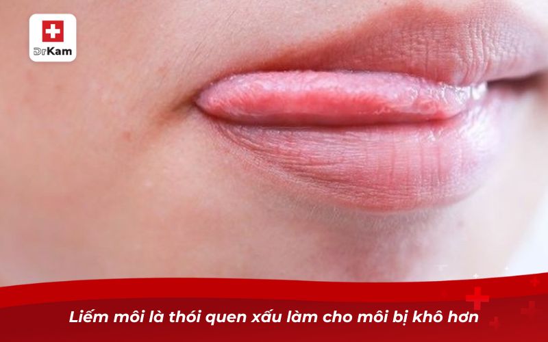 Nhiệt miệng ở môi ngoài có nguy hiểm không? 9 Liếm môi là thói quen xấu làm cho môi bị khô hơn