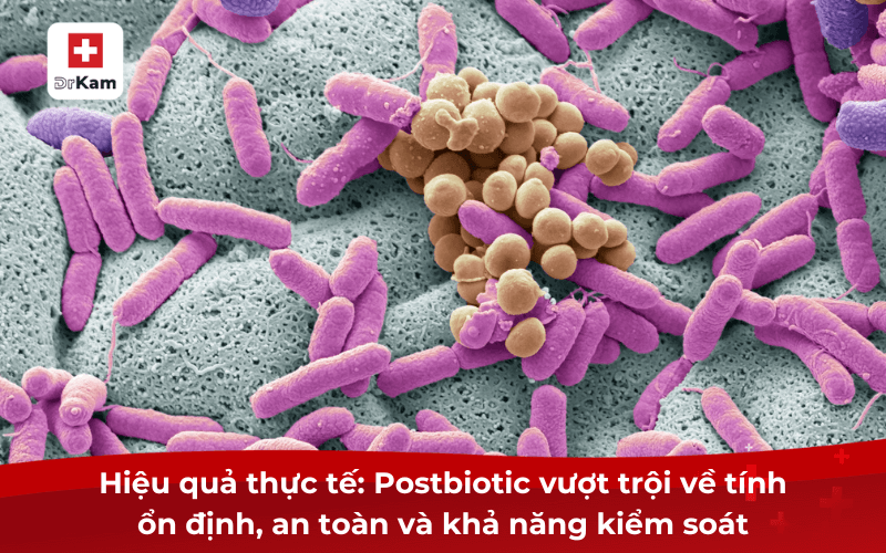 Hiệu quả thực tế: Postbiotic vượt trội về tính ổn định, an toàn và khả năng kiểm soát