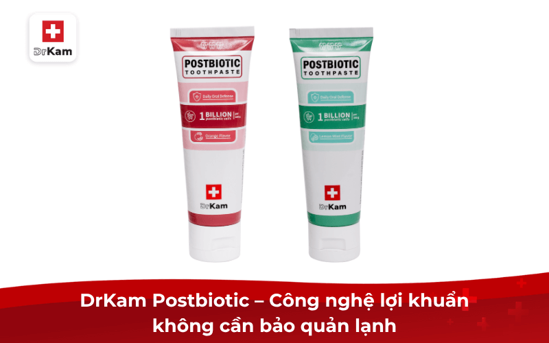 Kem đánh răng chứa probiotics là gì? Có nên dùng mỗi ngày? 9 DrKam Postbiotic – Công nghệ lợi khuẩn không cần bảo quản lạnh