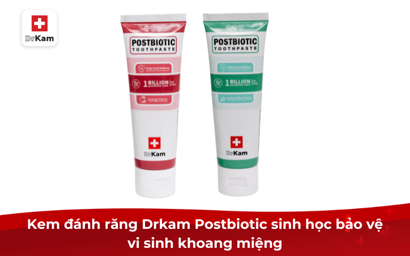Kem đánh răng Drkam Postbiotic sinh học bảo vệ vi sinh khoang miệng