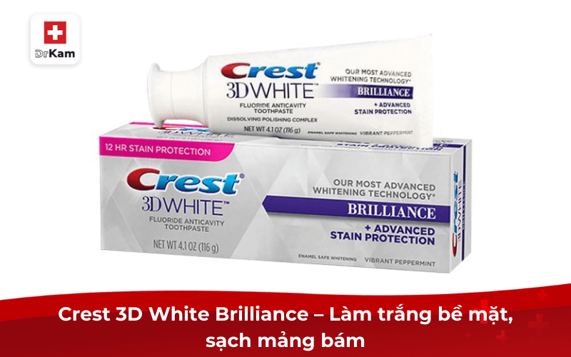 Khám phá các loại kem đánh răng tốt nhất tại Việt Nam 9 Crest 3D White Brilliance – Làm trắng bề mặt, sạch mảng bám