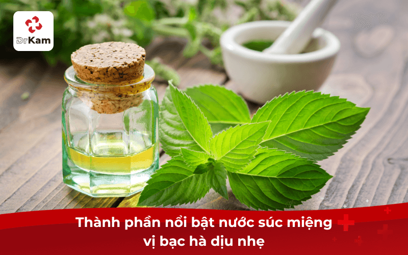 Nước súc miệng vị bạc hà dịu nhẹ, tươi mát không cay rát, không cồn nên dùng 4 Thành phần nổi bật nước súc miệng vị bạc hà dịu nhẹ