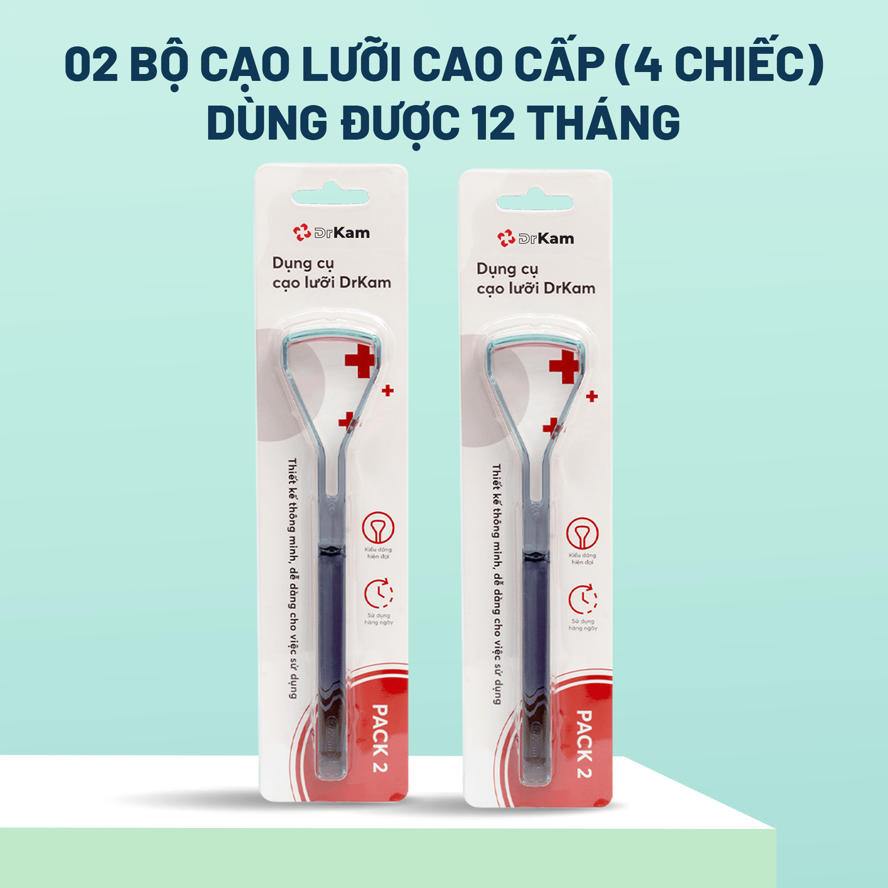 Combo 2 bộ cạo lưỡi cao cấp DrKam 1 Combo 2 bộ cạo lưỡi cao cấp DrKam