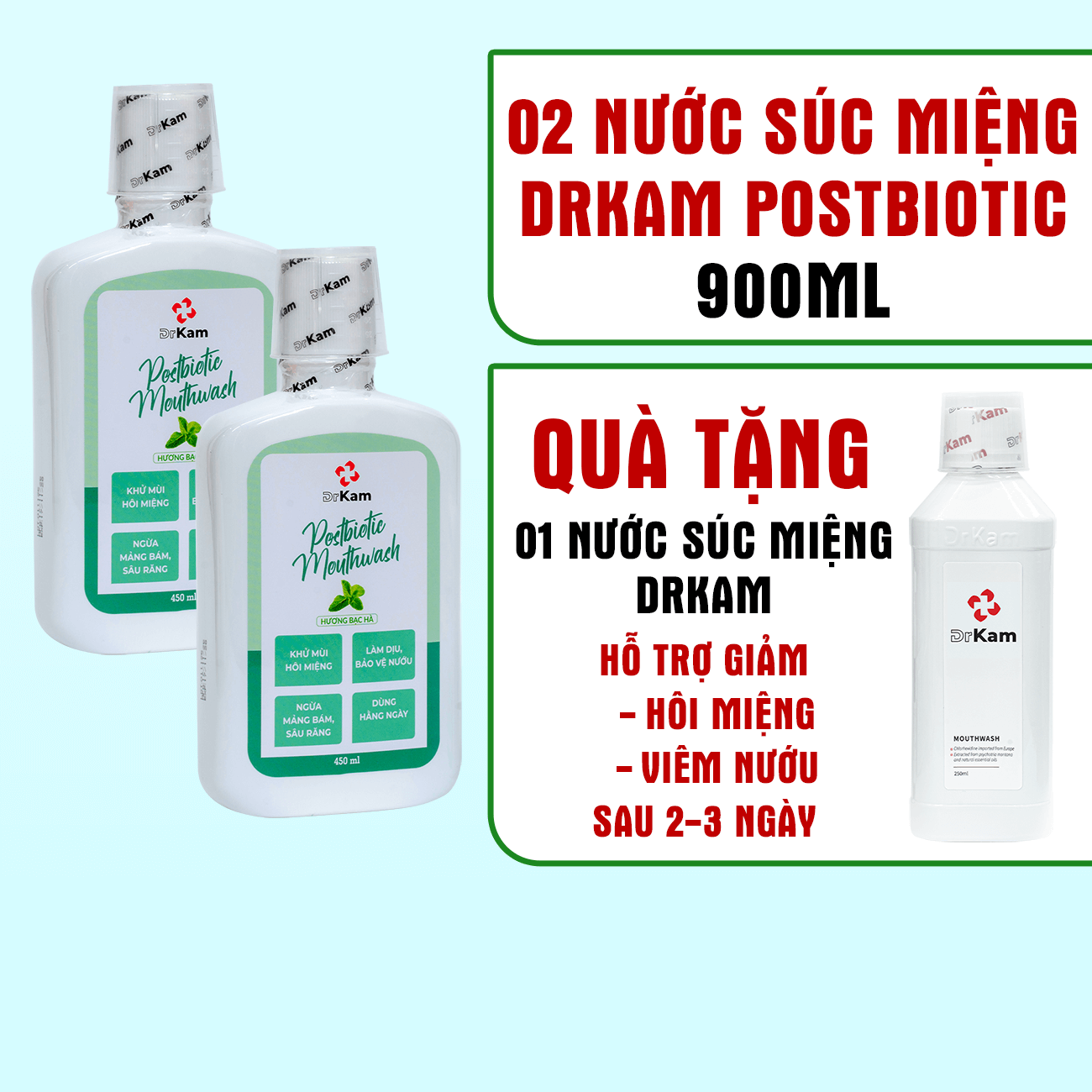 Combo 2 nước súc miệng DrKam Postbiotic 450ml 1 Combo 2 nước súc miệng DrKam Postbiotic 450ml