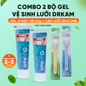 2 Bộ gel cạo lưỡi sinh học DrKam vị bạc hà 54g